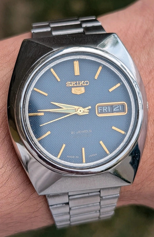 Seiko 5 Automatic Vintage 6309 Day-Date Japan anni 80' Blu